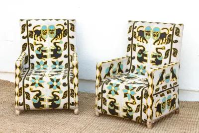 Royal African Yoruba Beaded Armchairs