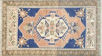 1960s Turkish Oushak Yastic-1'8"x3'2" - blue