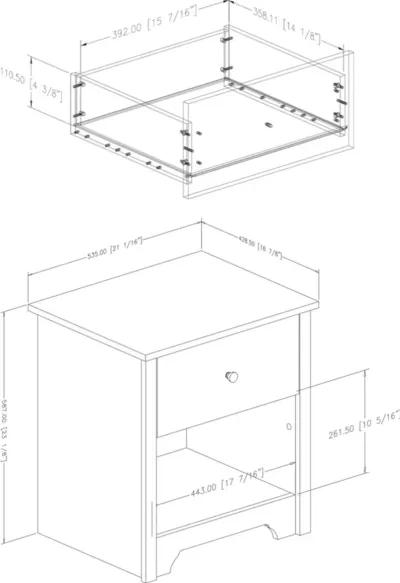 Vito Soft Gray 1-Drawer Nightstand - South Shore