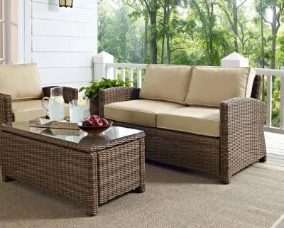 Bradenton Sand and Wicker Patio Loveseat