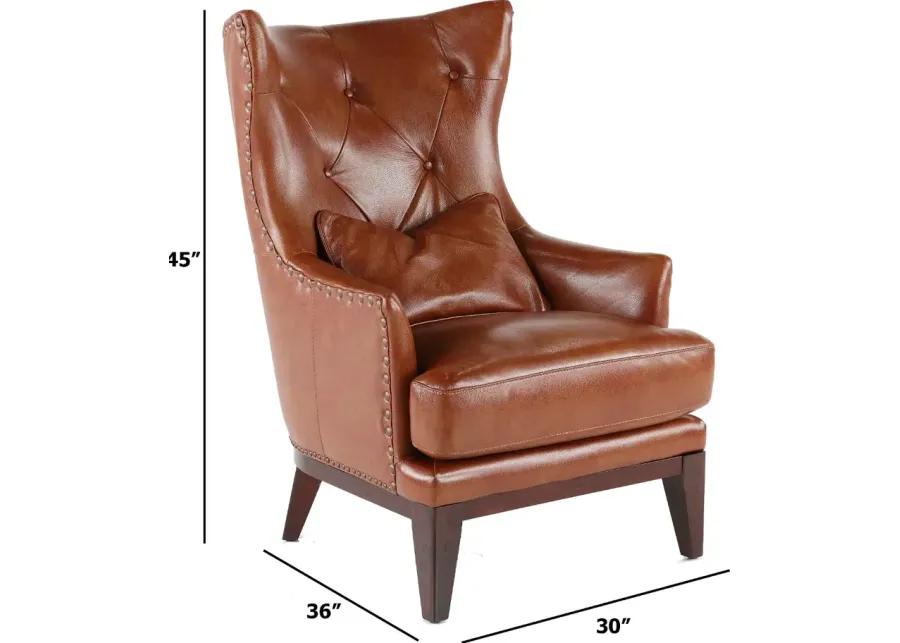 Brewster Chestnut Brown Leather-Match Accent Chair