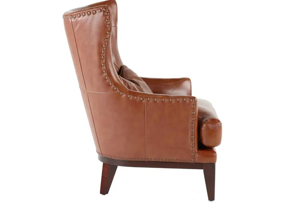 Brewster Chestnut Brown Leather-Match Accent Chair