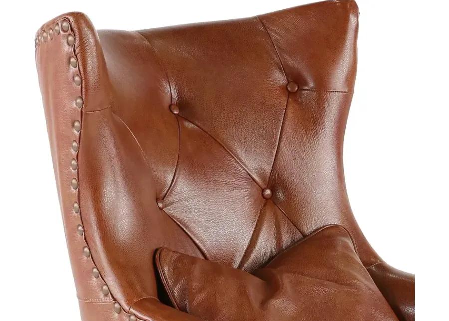 Brewster Chestnut Brown Leather-Match Accent Chair