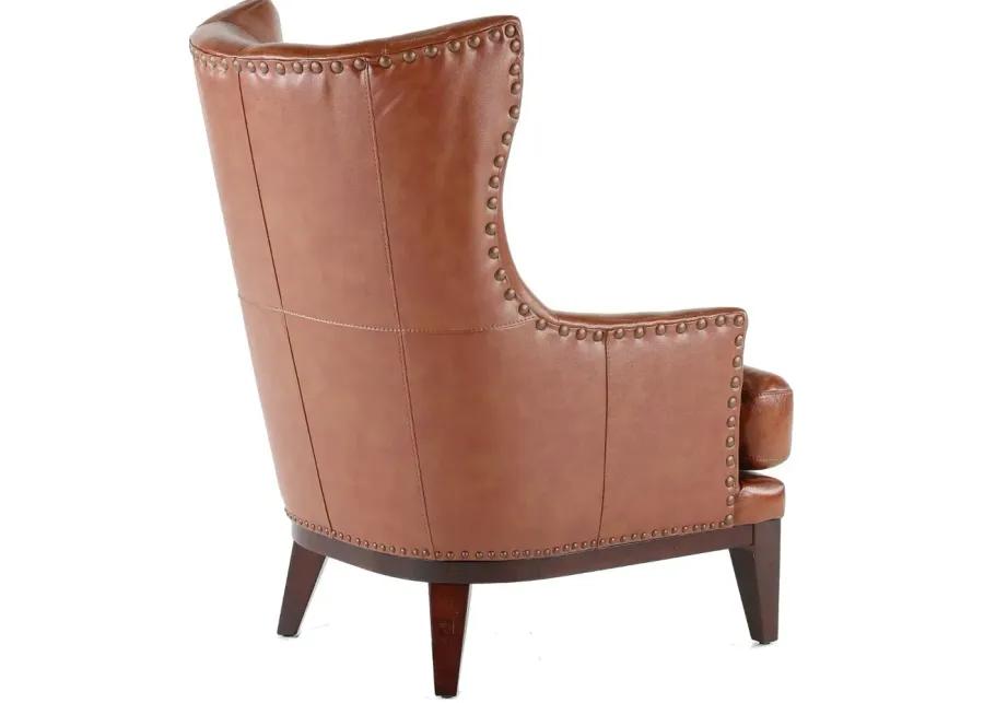 Brewster Chestnut Brown Leather-Match Accent Chair