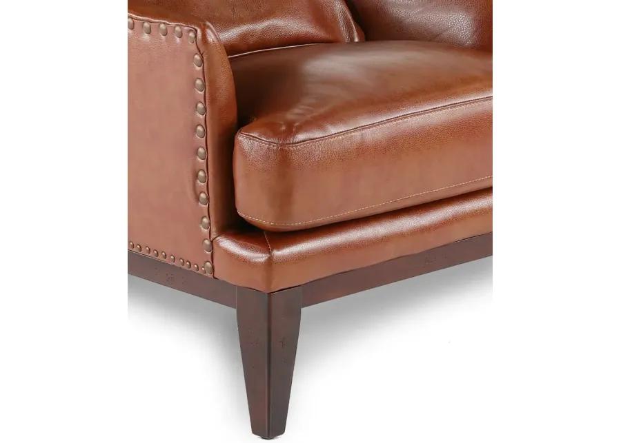 Brewster Chestnut Brown Leather-Match Accent Chair