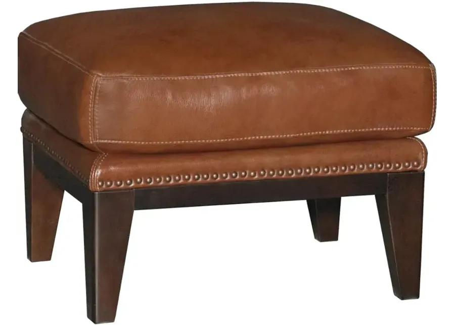 Brewster Chestnut Brown Leather-Match Accent Chair and Ottoman