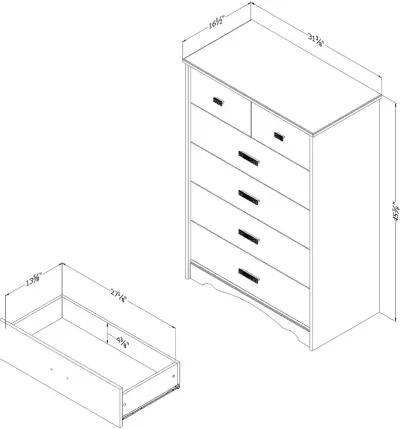 Tiara White 5-Drawer Chest - South Shore