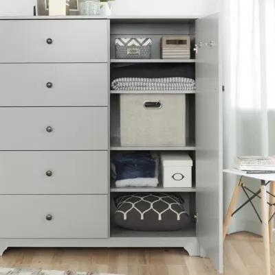 Soft Gray 5 Drawer Door Chest - Vito