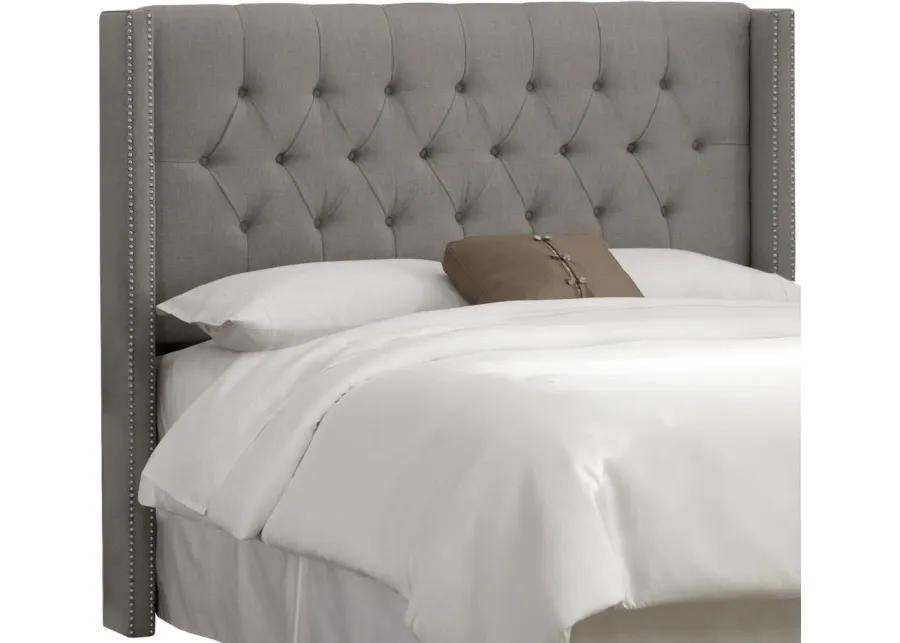 Abigail Gray Diamond Tufted Wingback Queen Headboard - Skyline...