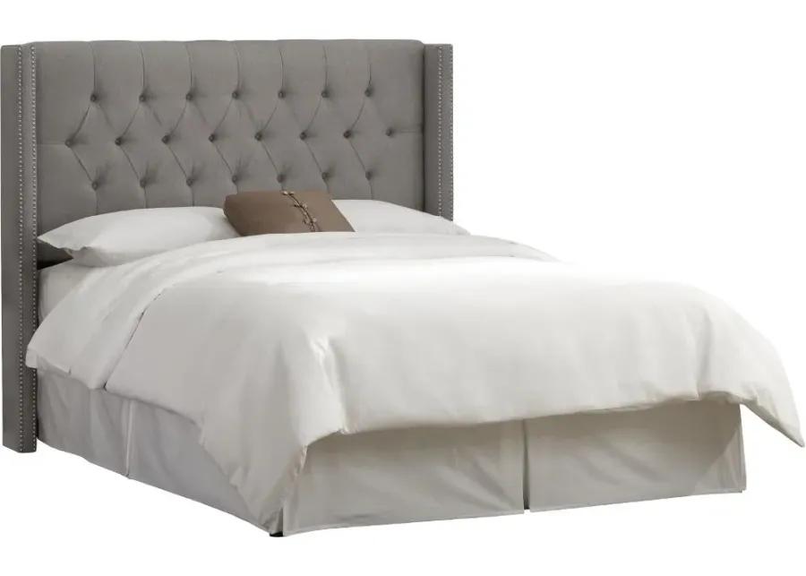 Abigail Gray Diamond Tufted Wingback Queen Headboard - Skyline...