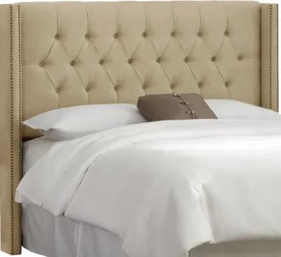 Abigail Tan Diamond Tufted Wingback Queen Headboard - Skyline...