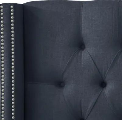 Abigail Navy Blue Diamond Tufted Wingback Full Headboard - Skyline...