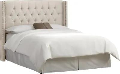 Abigail Ivory Diamond Tufted Wingback Queen Bed - Skyline Furniture