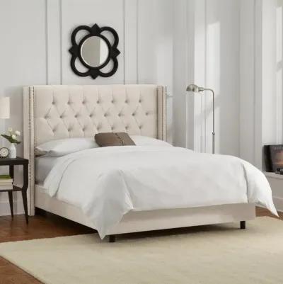 Abigail Ivory Diamond Tufted Wingback California King Bed -...