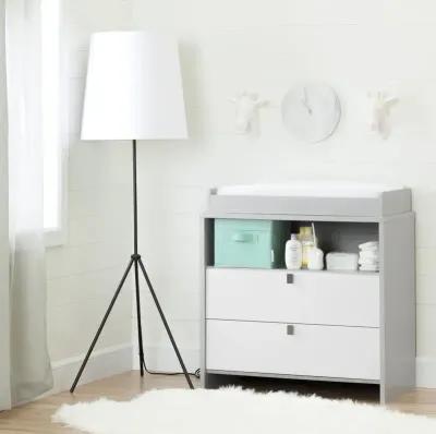 Cookie Gray and White Changing Table with Storage - South Shore