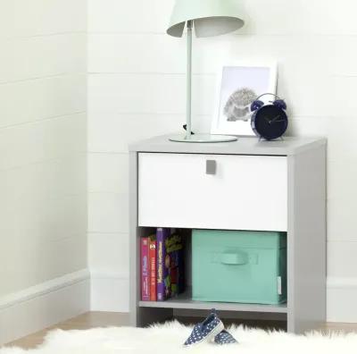 Cookie Gray and White Nightstand - South Shore