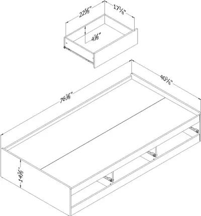 Cookie Gray Twin Mates Bed with 3-Drawers (39 Inch) - South Shore