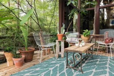 Isle 5 x 8 Medium Teal and Gray Indoor-Outdoor Rug