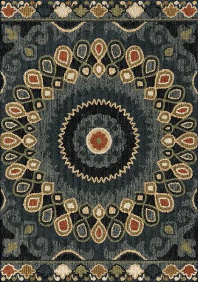 Wild Weave 8 x 11 Indochina Blue, Red, and Green Area Rug