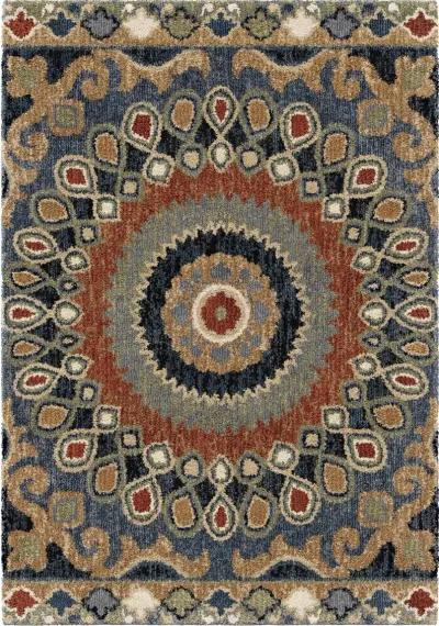 Wild Weave 8 x 11 Indochina Blue, Red, and Green Area Rug