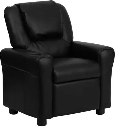 Mini Me Kids Black Recliner with Cup Holder