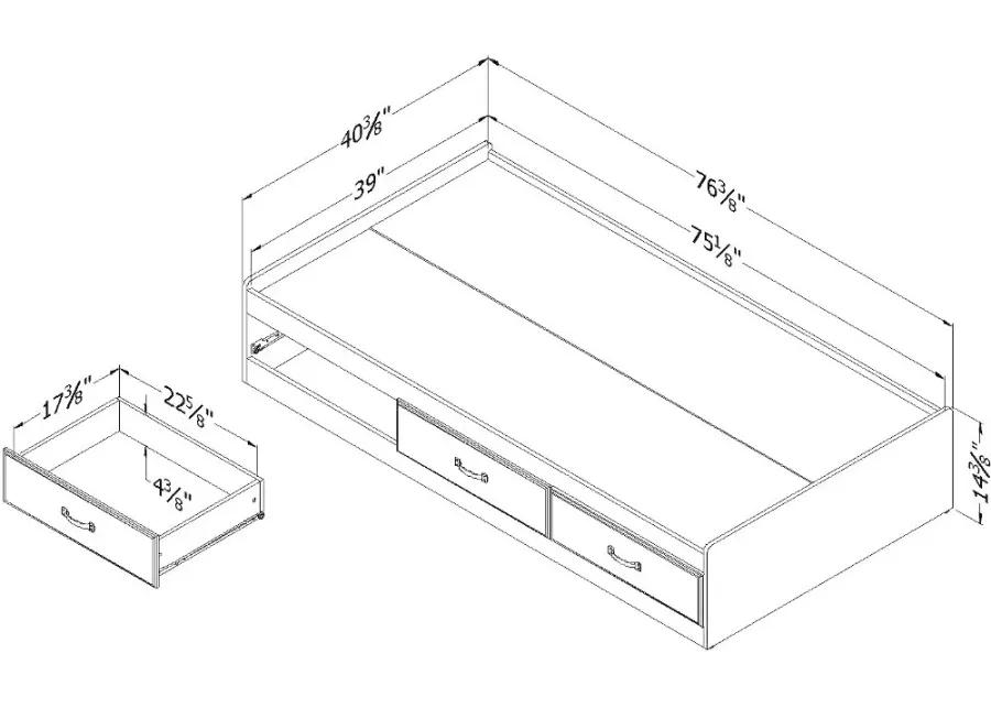 Ulysses Blue Twin 3-Drawer Mates Bed - South Shore