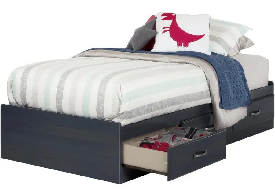 Ulysses Blue Twin 3-Drawer Mates Bed - South Shore