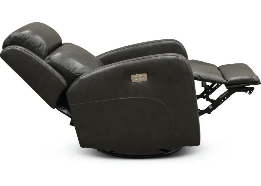 Blair Gray Leather-Match Power Swivel Glider Recliner