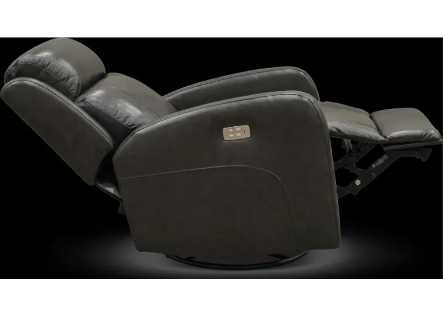 Blair Gray Leather-Match Power Swivel Glider Recliner