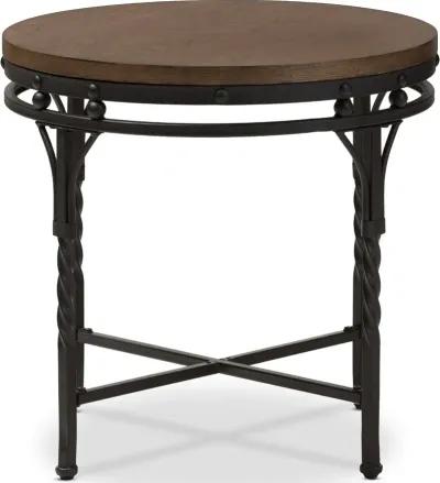 Vintage Industrial Round End Table - Austin