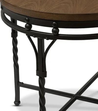 Vintage Industrial Round End Table - Austin