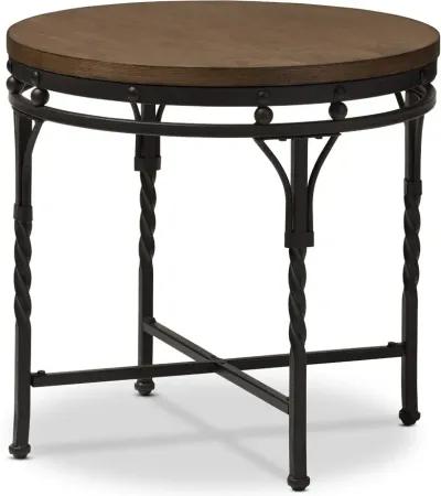 Vintage Industrial Round End Table - Austin