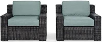 Beaufort Blue Mist and Wicker Patio Armchairs, Set of 2