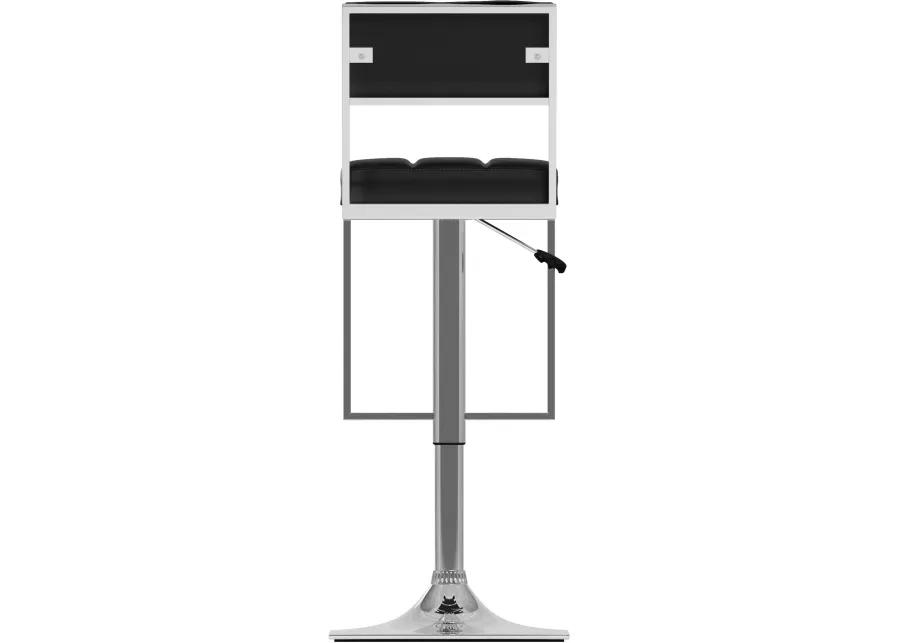 Chez Black and Chrome Adjustable Bar Stool, Set of 2