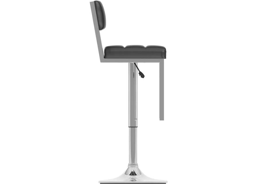 Chez Black and Chrome Adjustable Bar Stool, Set of 2