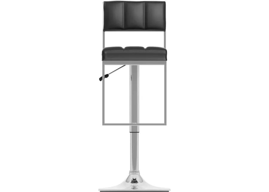 Chez Black and Chrome Adjustable Bar Stool, Set of 2