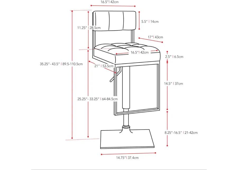 Chez Black and Chrome Adjustable Bar Stool, Set of 2