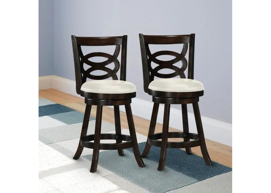 Woodgrove Dark Brown and White Counter Height Stool, Set of 2