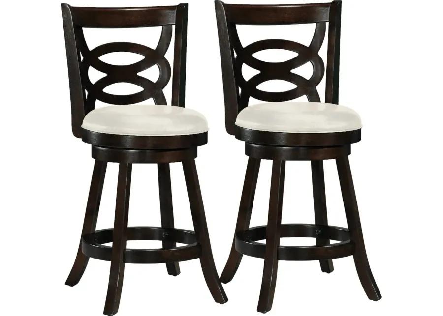 Woodgrove Dark Brown and White Counter Height Stool, Set of 2