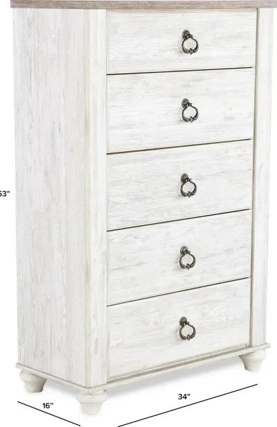 Millhaven Whitewash Chest of Drawers