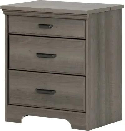 Versa Gray Maple Nightstand with Charging Station - South Shore