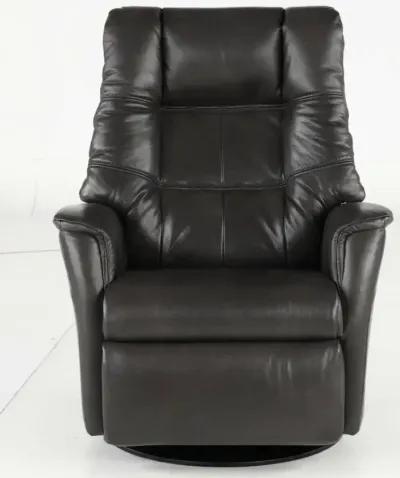 Boston Gray Leather Large Swivel Glider Power Recliner