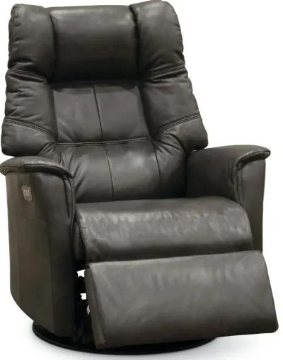 Boston Gray Leather Large Swivel Glider Power Recliner