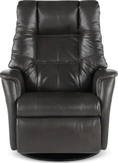 Boston Gray Leather Large Swivel Glider Power Recliner