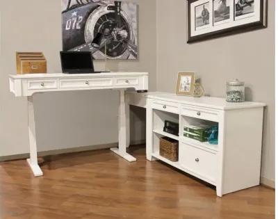 White Sit or Stand Office Desk - Powered