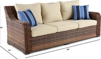 Tortola Wicker and Linen Outdoor Patio Sofa