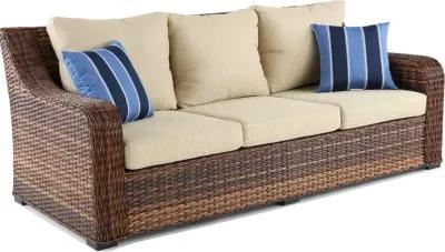 Tortola Wicker and Linen Outdoor Patio Sofa