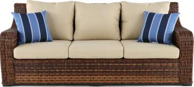 Tortola Wicker and Linen Outdoor Patio Sofa