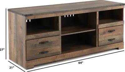 Trinell Rustic Oak Wooden 64" TV Stand