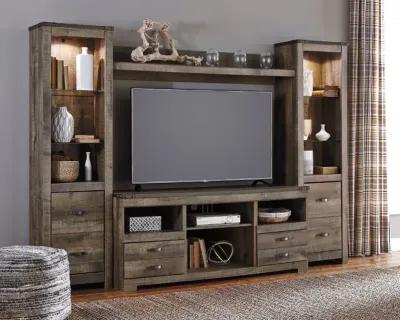 Trinell Natural Brown 4 Piece Rustic Oak Entertainment Center